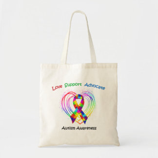 Autism Ribbon on Heart Tote Bag