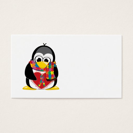 Customizable Autism Ribbon Penguin Scarf Business Card