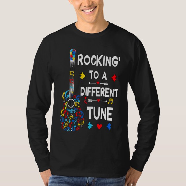Autism Rock N Roll Rocking To A Different Tune Gui T-Shirt (Front)