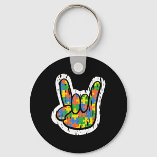 Autism Rocking Hand Disabilities Month  Keychain