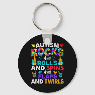 Autism Rocks And Rolls And Spins Autism Awareness Keychain
