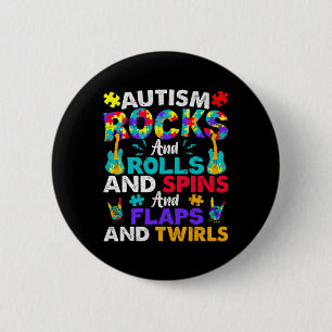 Autism Rocks And Rolls Fun Autism Awareness Month  Button