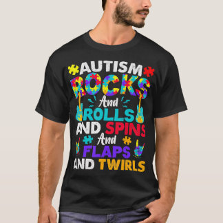 Autism Rocks And Rolls Funny Autism Awareness Mont T-Shirt