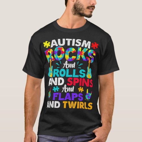 Autism Rocks And Rolls Funny Autism Awareness Mont T_Shirt