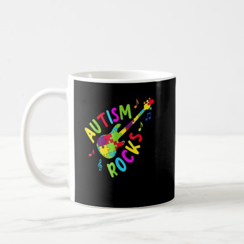 Autism Rocks  Autism Awareness Guitar Puzzle Piece Coffee Mug