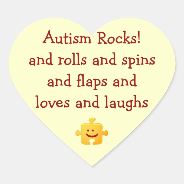 Autism Rocks Heart Sticker (Front)