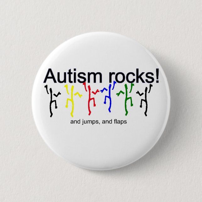 Autism rocks! pinback button (Front)