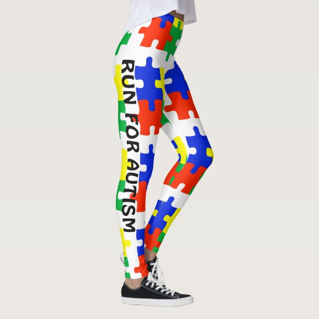 Autism Running Leggings Puzzle Pants Warrior Mom (Right)