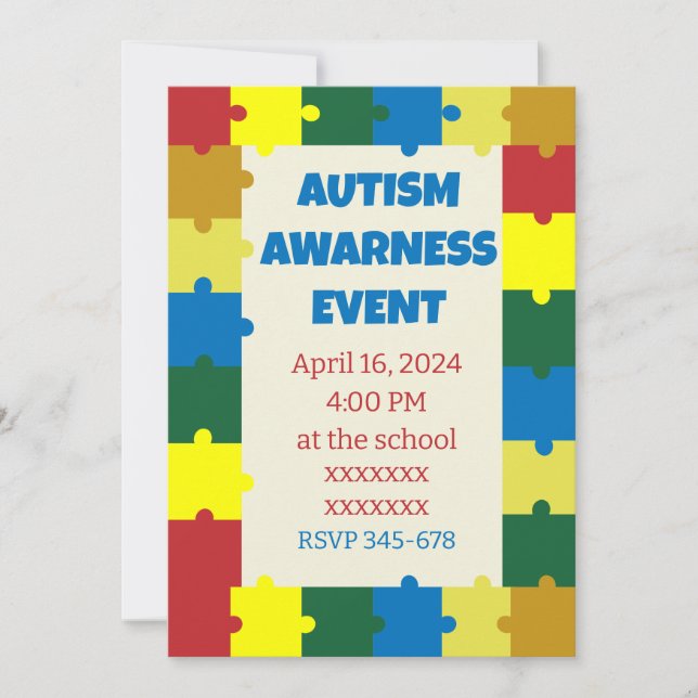 Autism School  Awarness Event Invitation (Front)