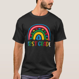 Autism School Teachers 1st Grade Rainbow Awareness T-Shirt