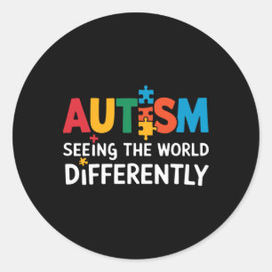 Autism Seeing The World Differently Autism Awarene Classic Round Sticker