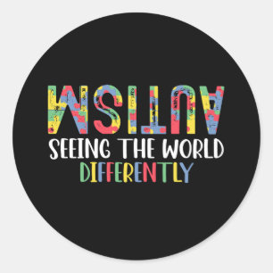 Autism Seeing The World Differently Autism Awarene Classic Round Sticker
