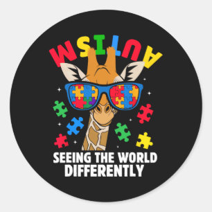 Autism Seeing The World Differently Awareness Gira Classic Round Sticker