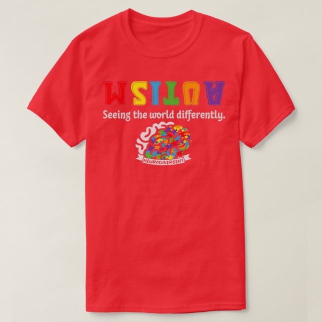 Autism Seeing the World Differently Genius Brain C T-Shirt (Design Front)