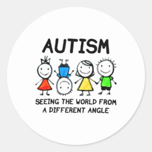 Autism Seeing The World From A Different Angle Aut Classic Round Sticker
