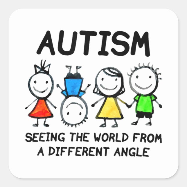 Autism Seeing The World From A Different Angle Aut Square Sticker (Front)