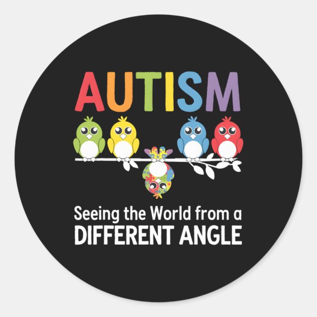 Autism Seeing The World From A Different Angle Cut Classic Round Sticker (Front)