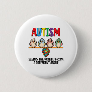 Autism Seeing The World From A Different Angle Owl Button