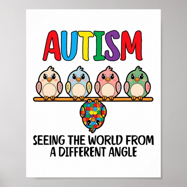 Autism Seeing The World From A Different Angle Owl Poster (Front)