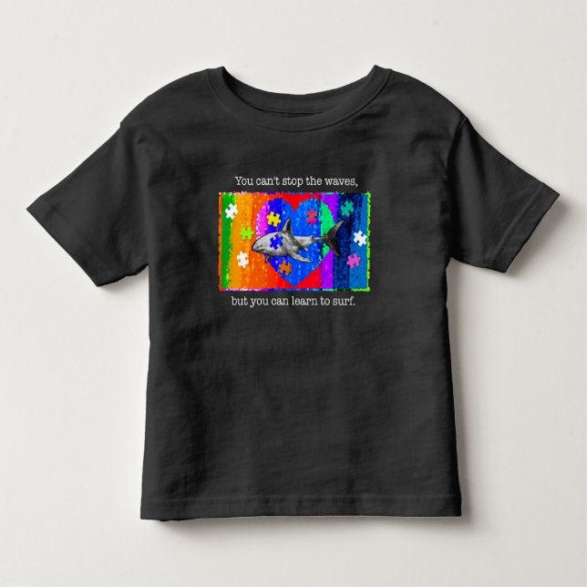 Autism Shark 3T BLACK Toddler T-shirt (Front)