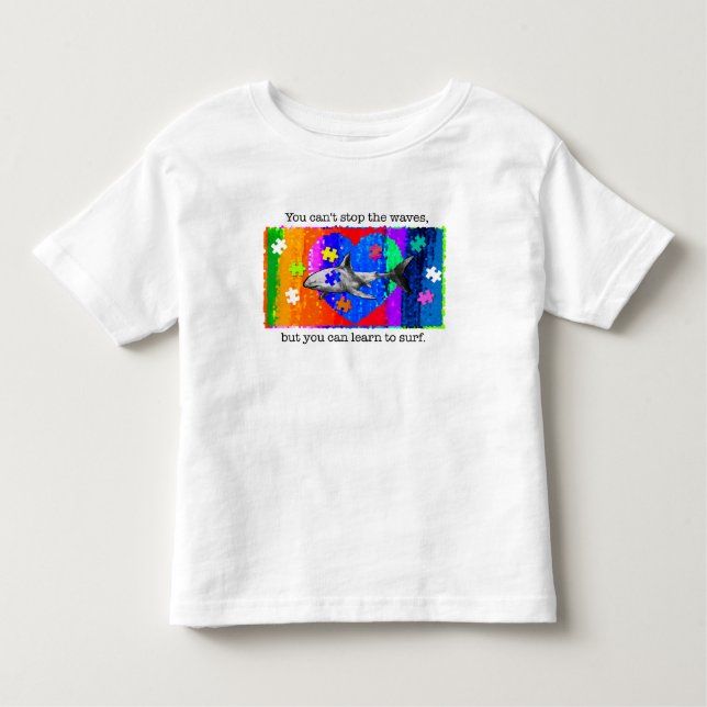 Autism Shark 3T WHITE Toddler T-shirt (Front)
