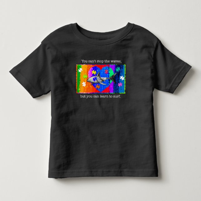 Autism Shark 4T BLACK Toddler T-shirt (Front)
