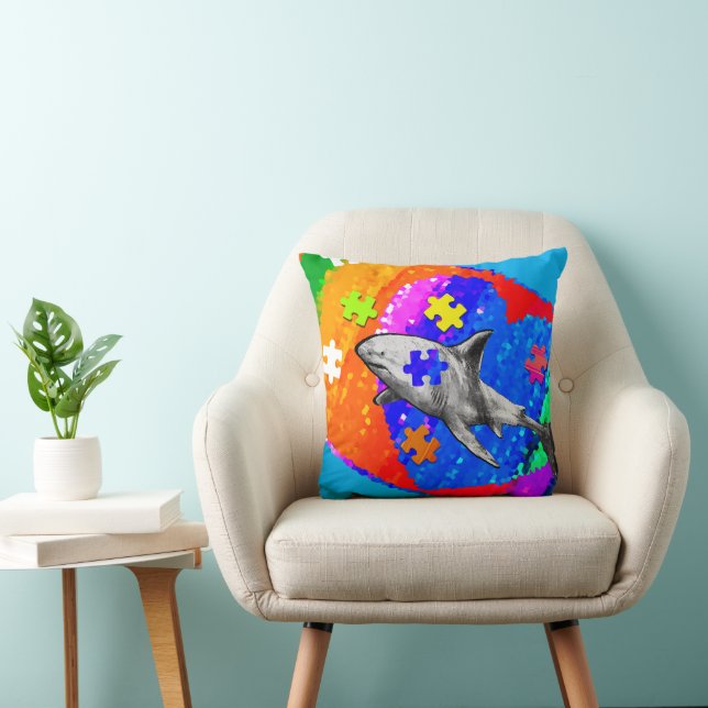 Autism Shark Throw Pillow (Chair)