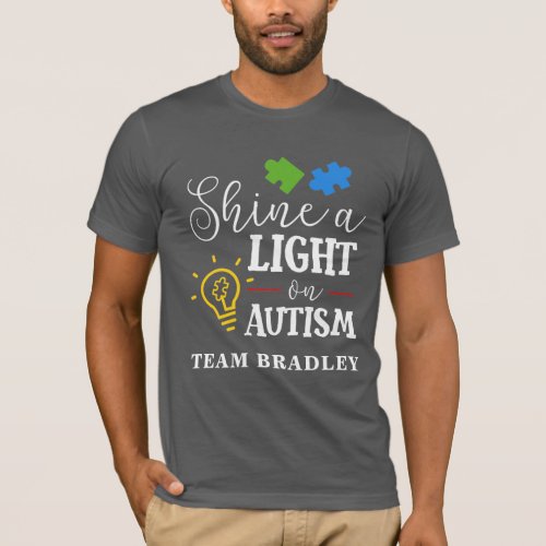 Autism Shine a Light Matching Team Custom T_Shirt