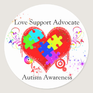 Autism Shining Heart Classic Round Sticker