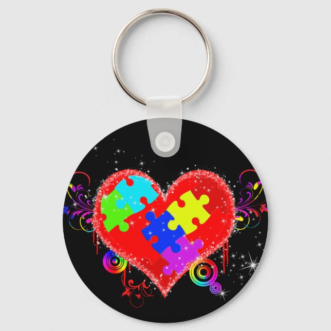 Autism Shining Heart Keychain (Front)
