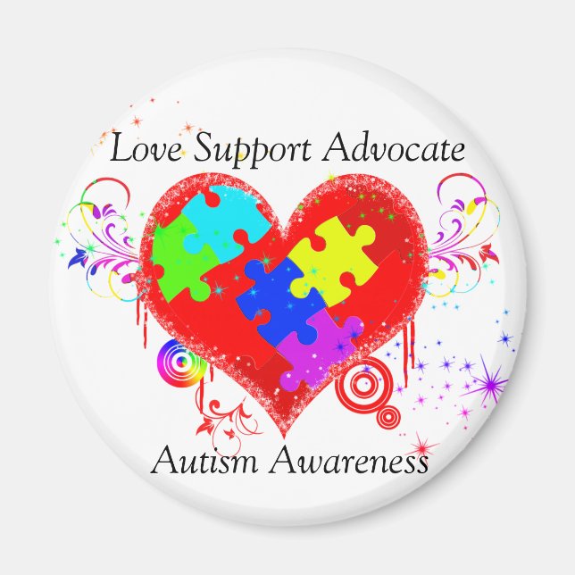 Autism Shining Heart Magnet (Front)