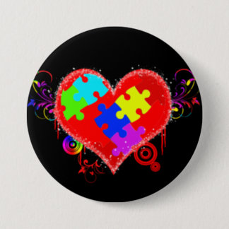 Autism Shining Heart Pinback Button