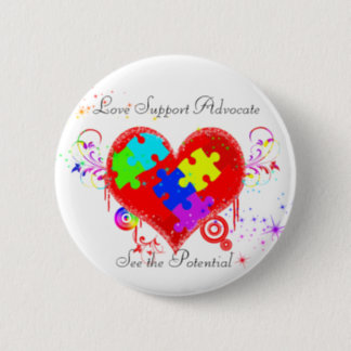 Autism Shining Heart Pinback Button