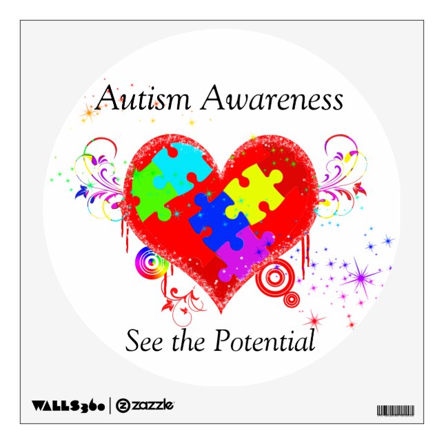 Autism Shining Heart Wall Sticker (Front)