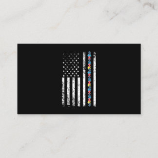 Autism Shirt American Flag Puzzle Business Card