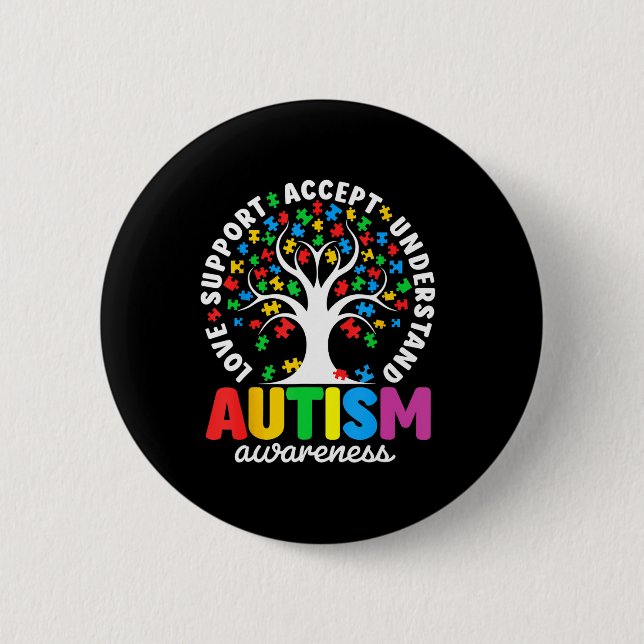 Autism Shirt Love Accept Support Autistic Autism A Button (Front)