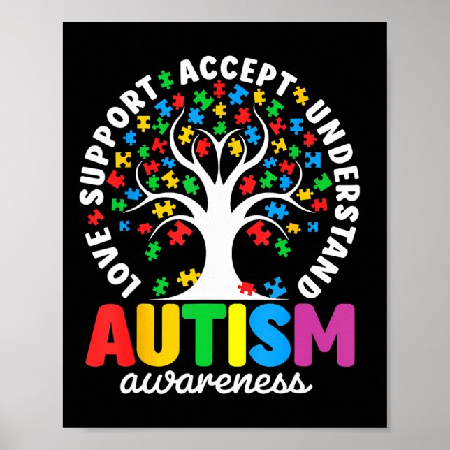 Autism Shirt Love Accept Support Autistic Autism A Poster (Front)