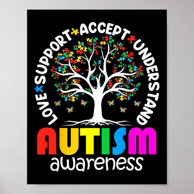 Autism Shirt Love Accept Support Autistic Autism A Poster (Front)