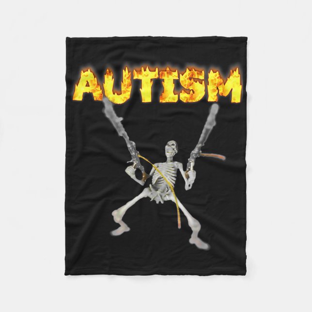 Autism Skeleton Funny Oddly Specific Dank Meme 1  Fleece Blanket (Front)