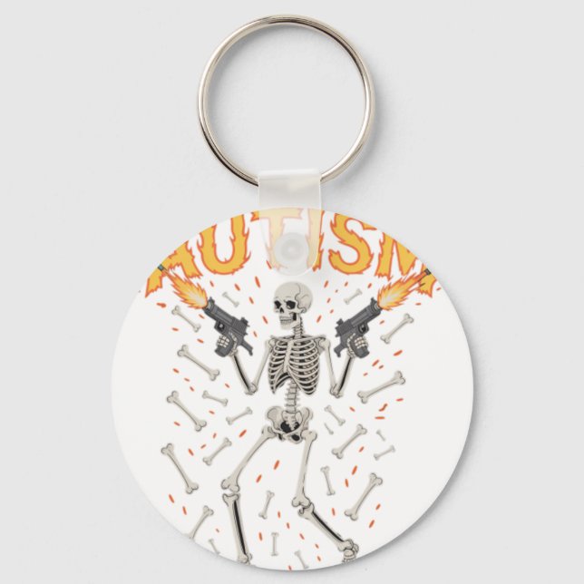 Autism Skeleton Funny Oddly Specific Meme Autistic Keychain (Front)