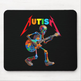Autism Skeleton Guitar Rock Puzzle Music Autism Aw Mouse Pad