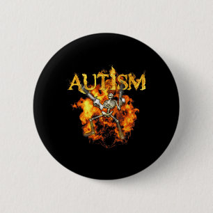 Autism Skeleton Guns Funny Fire Bones Spooky Button