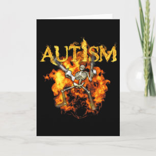 Autism Skeleton Guns Funny Fire Bones Spooky Card