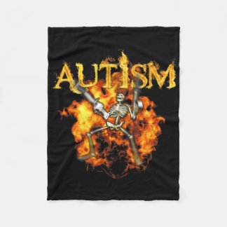 Autism Skeleton Guns Funny Fire Bones Spooky Fleece Blanket
