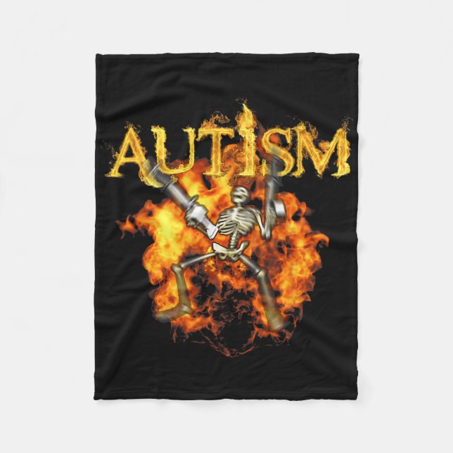 Autism Skeleton Guns Funny Fire Bones Spooky  Fleece Blanket (Front)