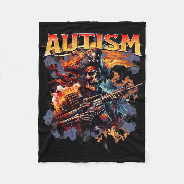 Autism Skeleton Meme Tism Autistic Skeleton Autism Fleece Blanket (Front)