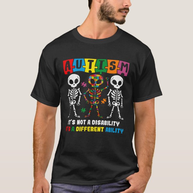 Autism Skull Dance  Autism Awareness For Mom Dad K T-Shirt (Front)