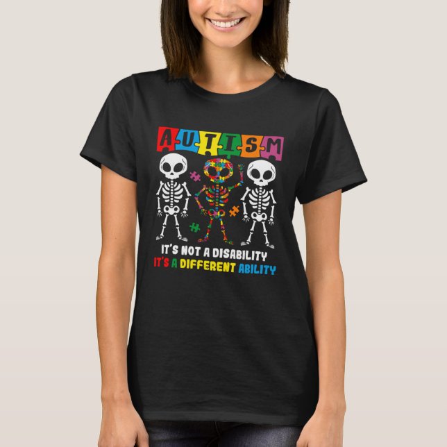 Autism Skull Dance  Autism Awareness For Mom Dad K T-Shirt (Front)