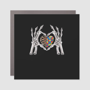 Autism Skull Hand Puzzle Piece Heart Creative Car Magnet
