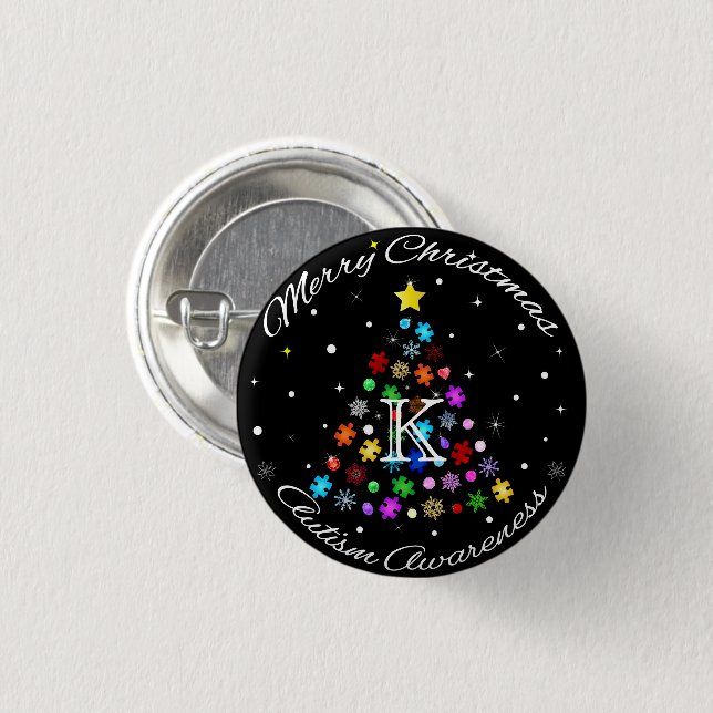 Autism Snowflake Christmas Tree Button (Front & Back)